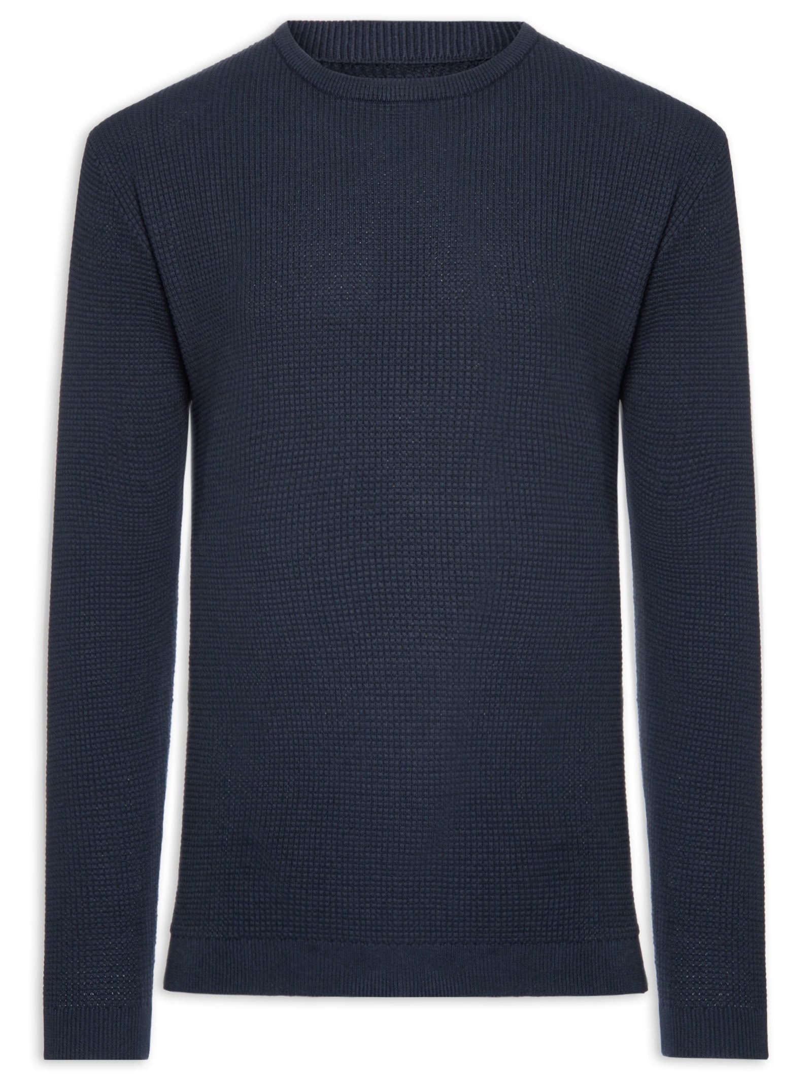 Suéter Tricot Masculino Gola Redonda Texturizada Azul '2 Essential