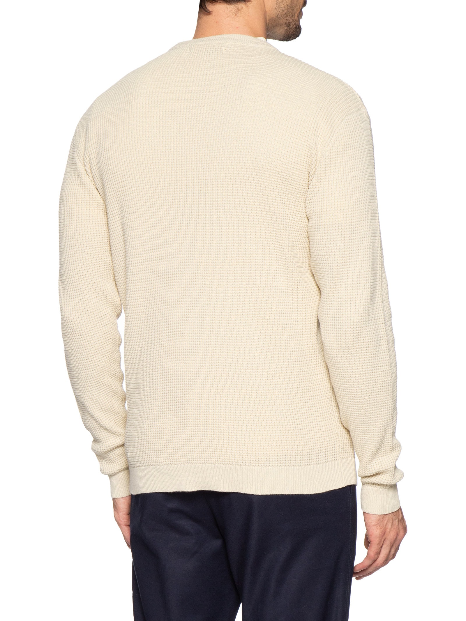 Suéter Tricot Masculino Gola Redonda Texturizada Bege '2 Essential