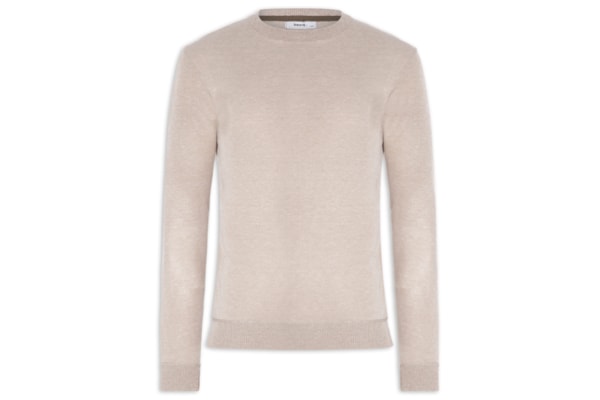 Suéter Tricot Masculino Gola Redonda – Bege