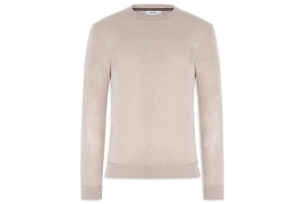 Suéter Tricot Masculino Gola Redonda – Bege