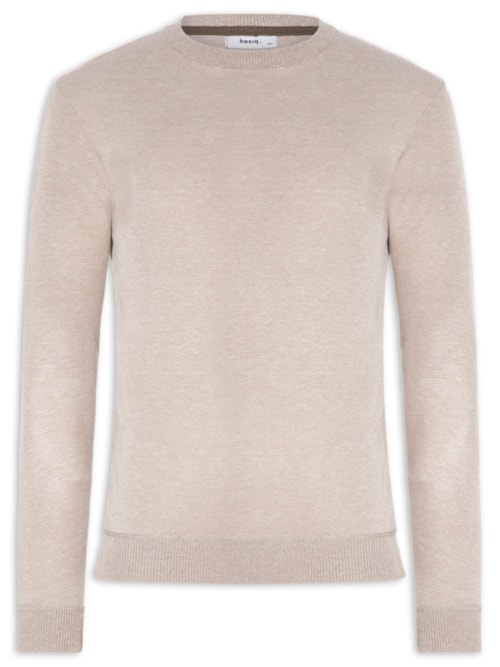 Suéter Tricot Masculino Gola Redonda – Bege