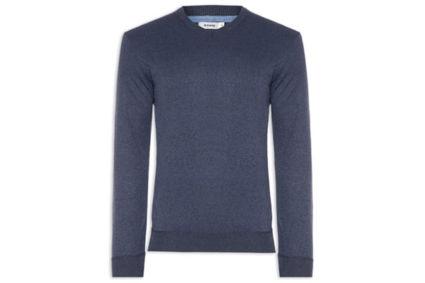 Suéter Tricot Masculino Gola V Básico - Azul