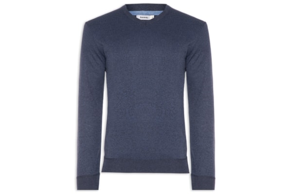 Suéter Tricot Masculino Gola V Básico - Azul