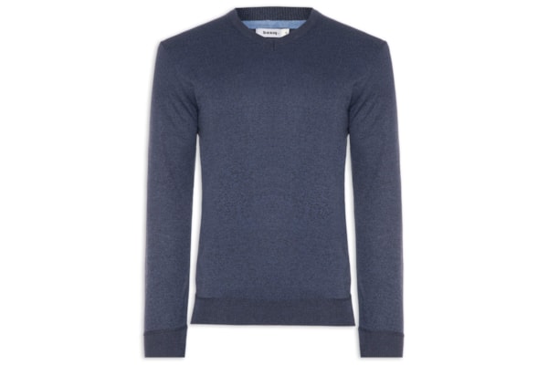 Suéter Tricot Masculino Gola V Básico - Azul