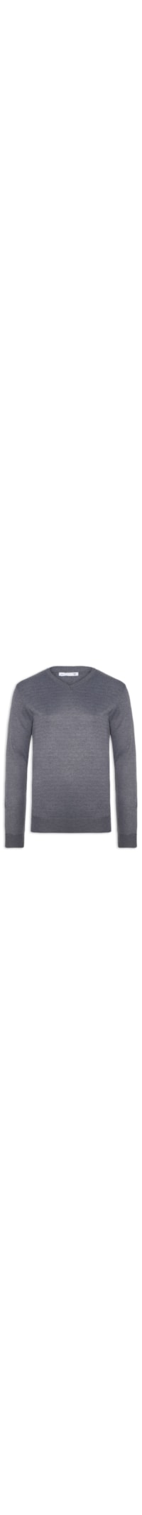 Suéter Tricot Masculino Gola V Básico - Cinza