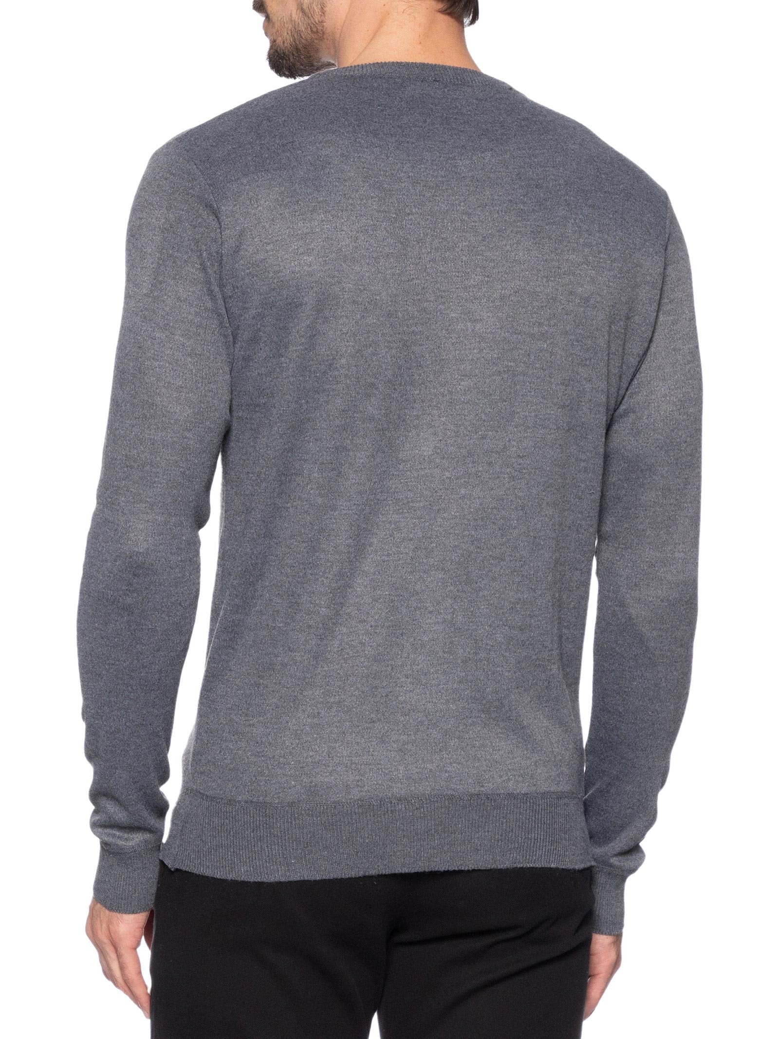 Suéter Tricot Masculino Gola V Básico Cinza '2 Essential