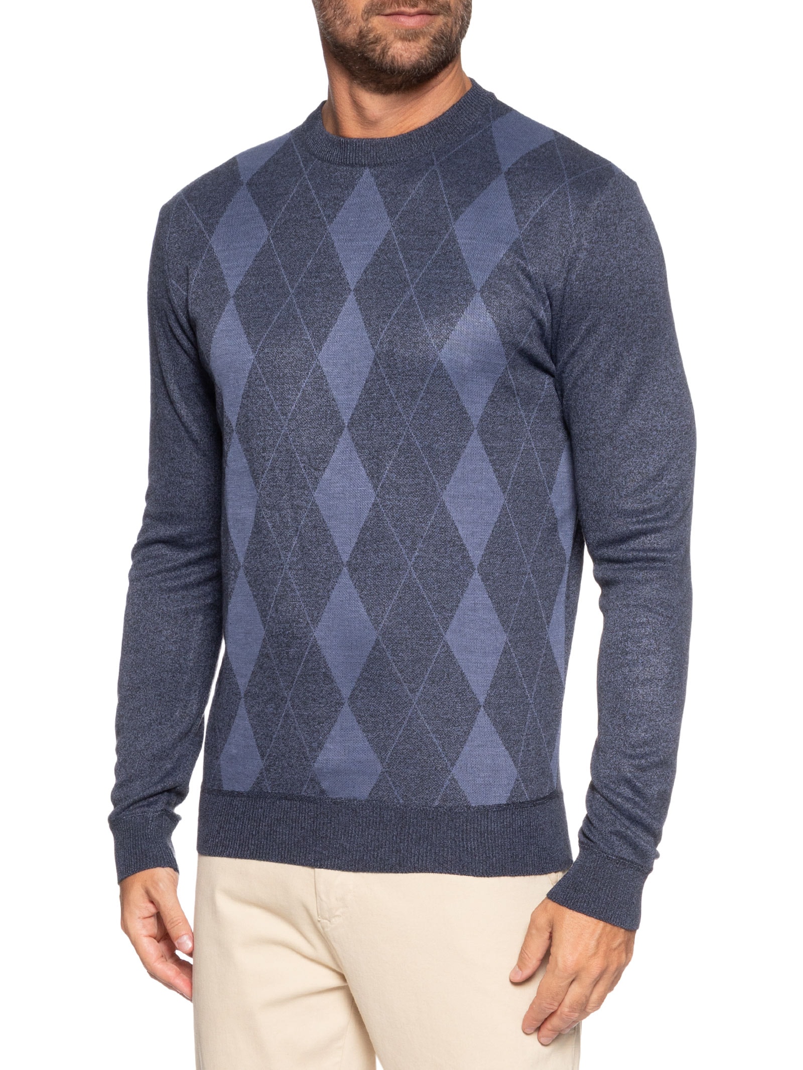 Suéter Tricot Masculino Gola V Básico Cinza '2 Essential