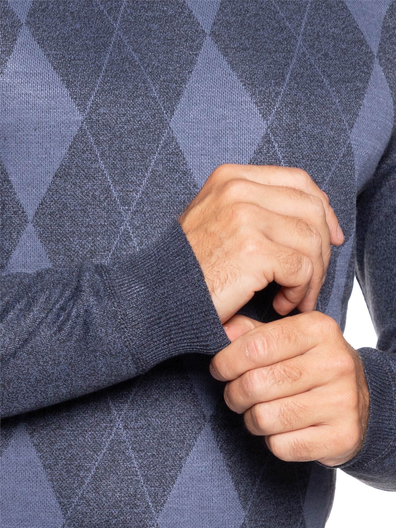 Suéter Tricot Masculino Gola V Básico Cinza '2 Essential