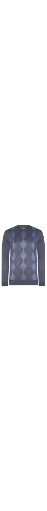 Suéter Tricot Masculino Gola V Básico - Cinza