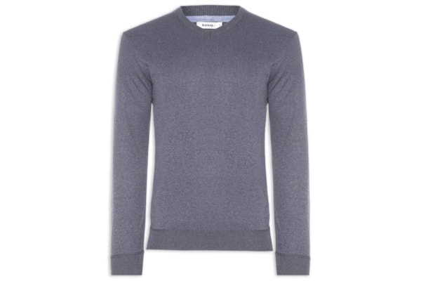 Suéter Tricot Masculino Gola V Básico - Cinza