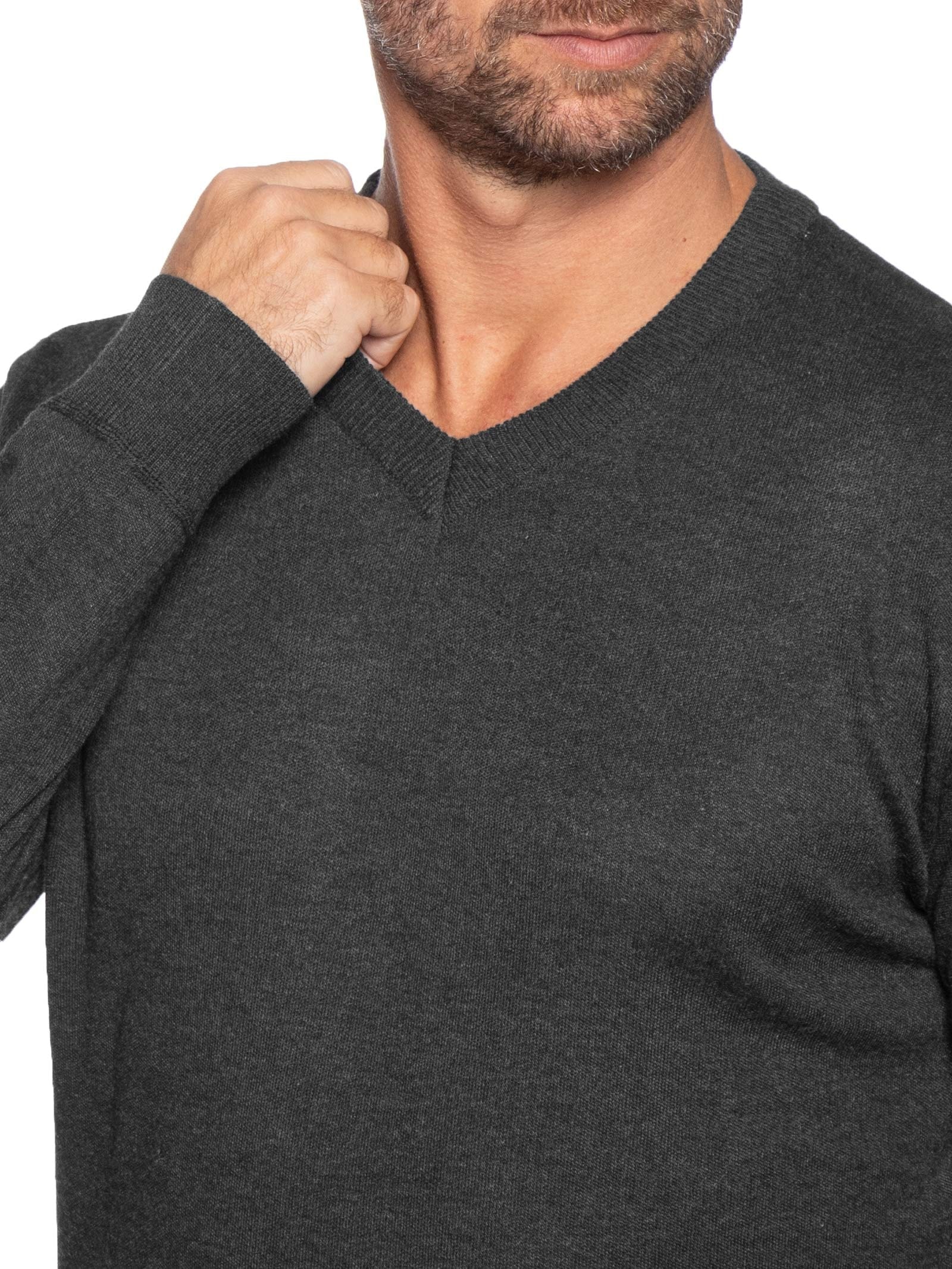 Suéter Tricot Masculino Gola V Básico Preto Basiq Men