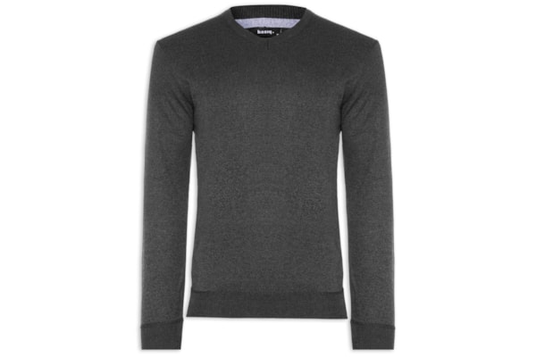 Suéter Tricot Masculino Gola V Básico - Preto