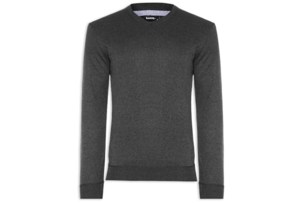 Suéter Tricot Masculino Gola V Básico - Preto