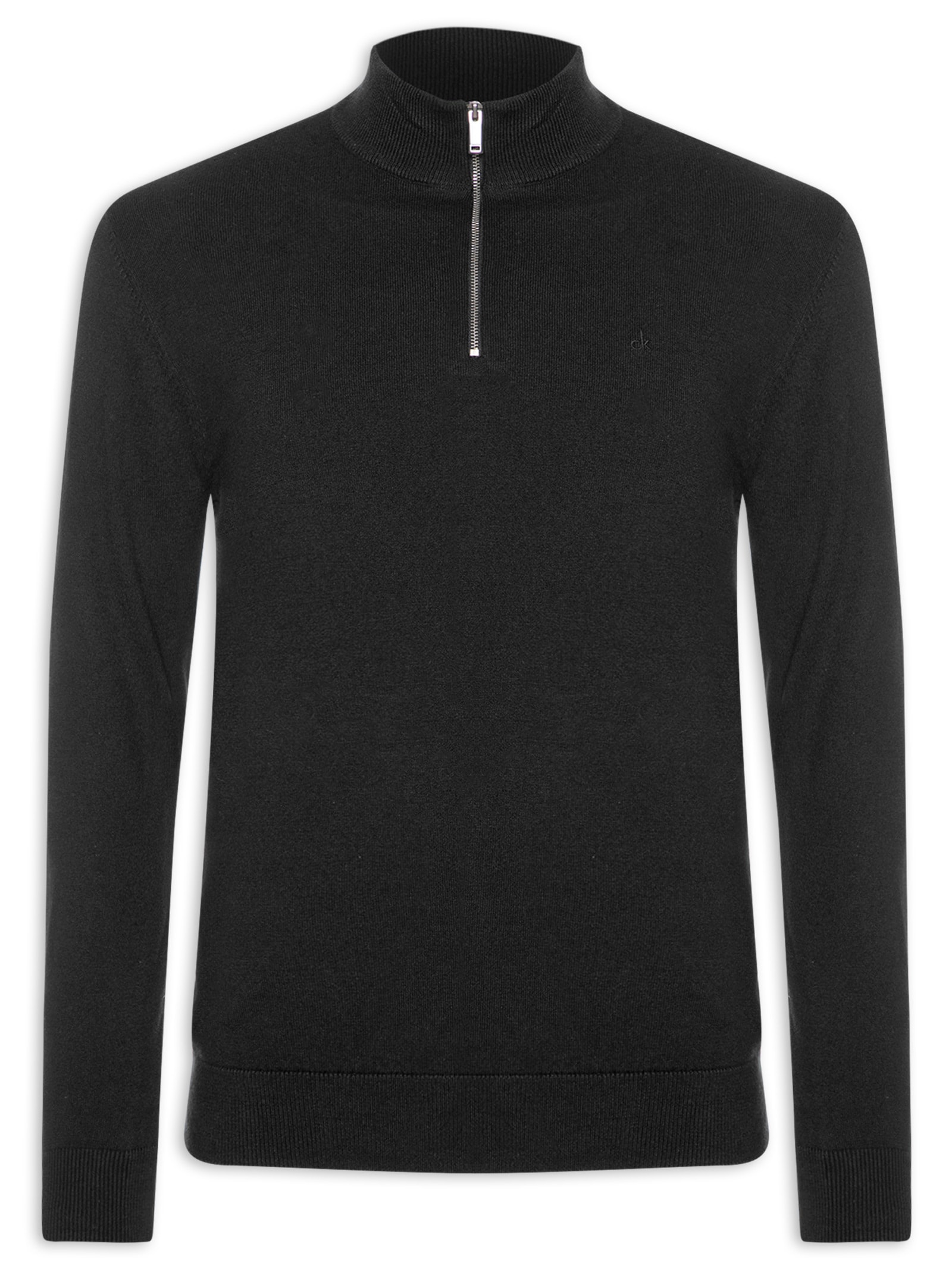Suéter Tricot Masculino Meio Zíper Preto Calvin Klein - White Label
