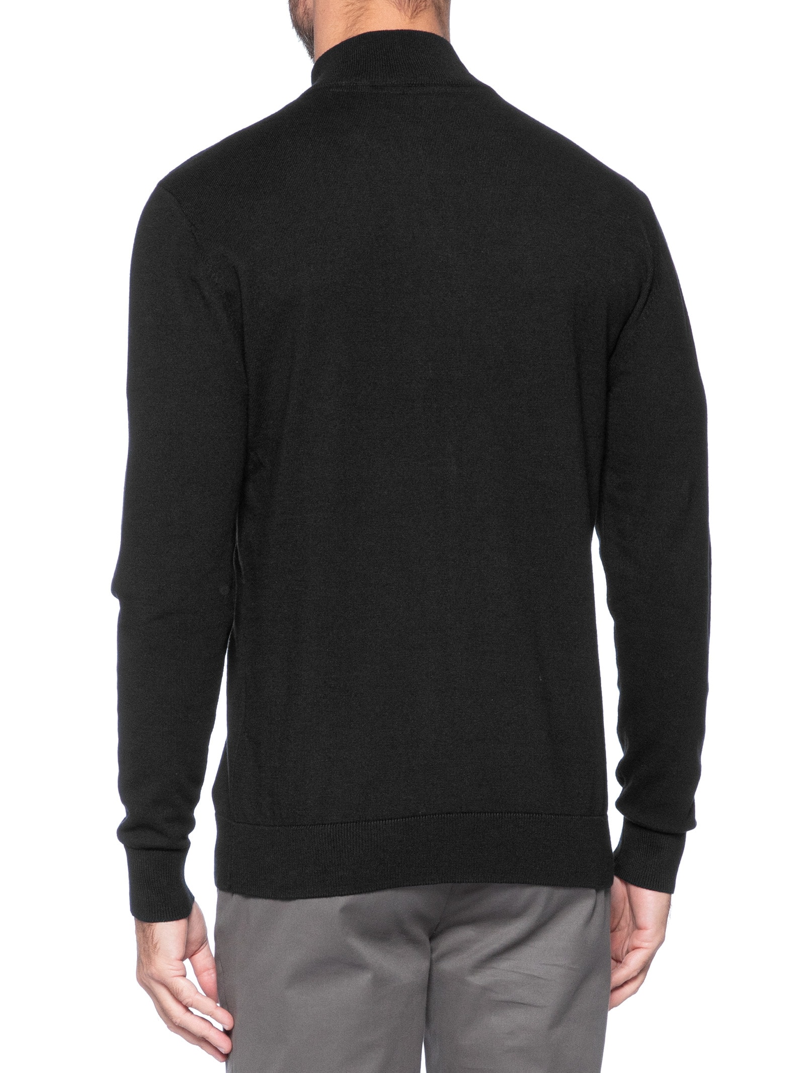 Suéter Tricot Masculino Meio Zíper Preto Calvin Klein - White Label