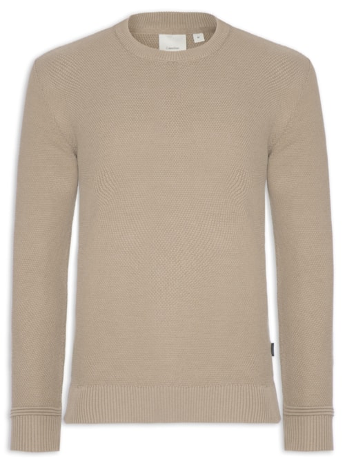 Suéter Tricot Masculino Ponto Arroz - Bege