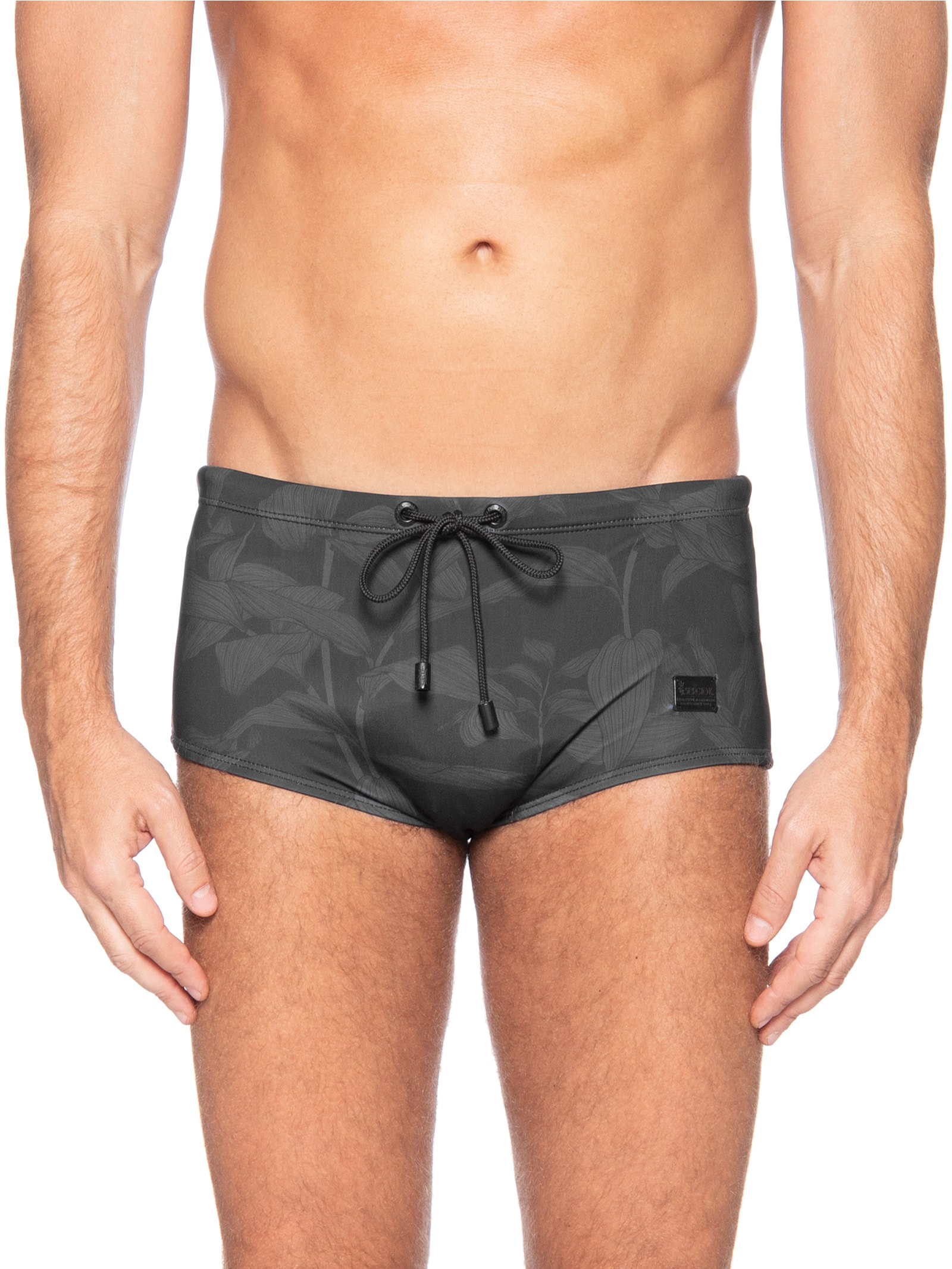 Sunga Marbella Estampa Petal Gray Preto Sergio K