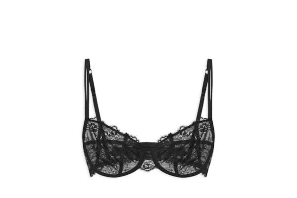 Sutiã Balconet Sem Bojo Com Aro Em Renda - Preto