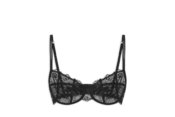 Sutiã Balconet Sem Bojo Com Aro Em Renda - Preto