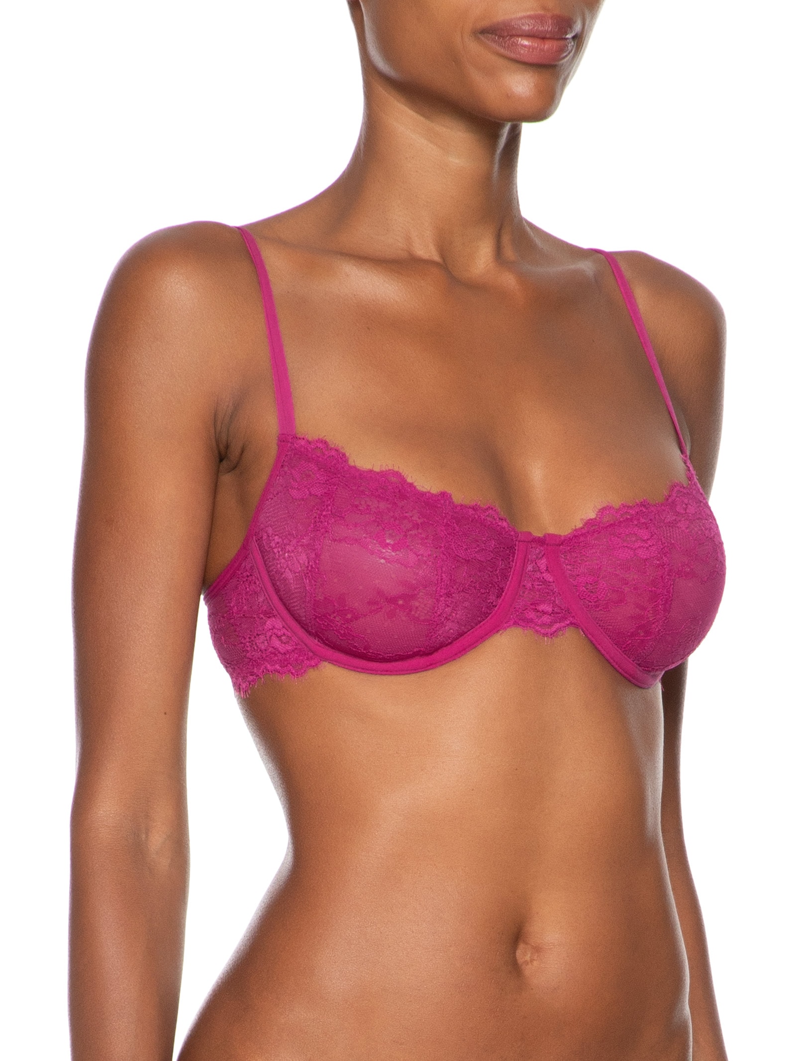 Sutiã Balconet Sem Bojo Com Aro Em Renda Rosa Hope