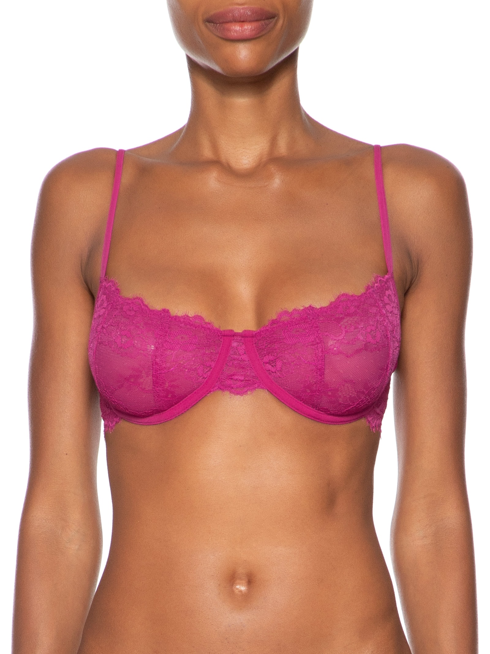 Sutiã Balconet Sem Bojo Com Aro Em Renda Rosa Hope