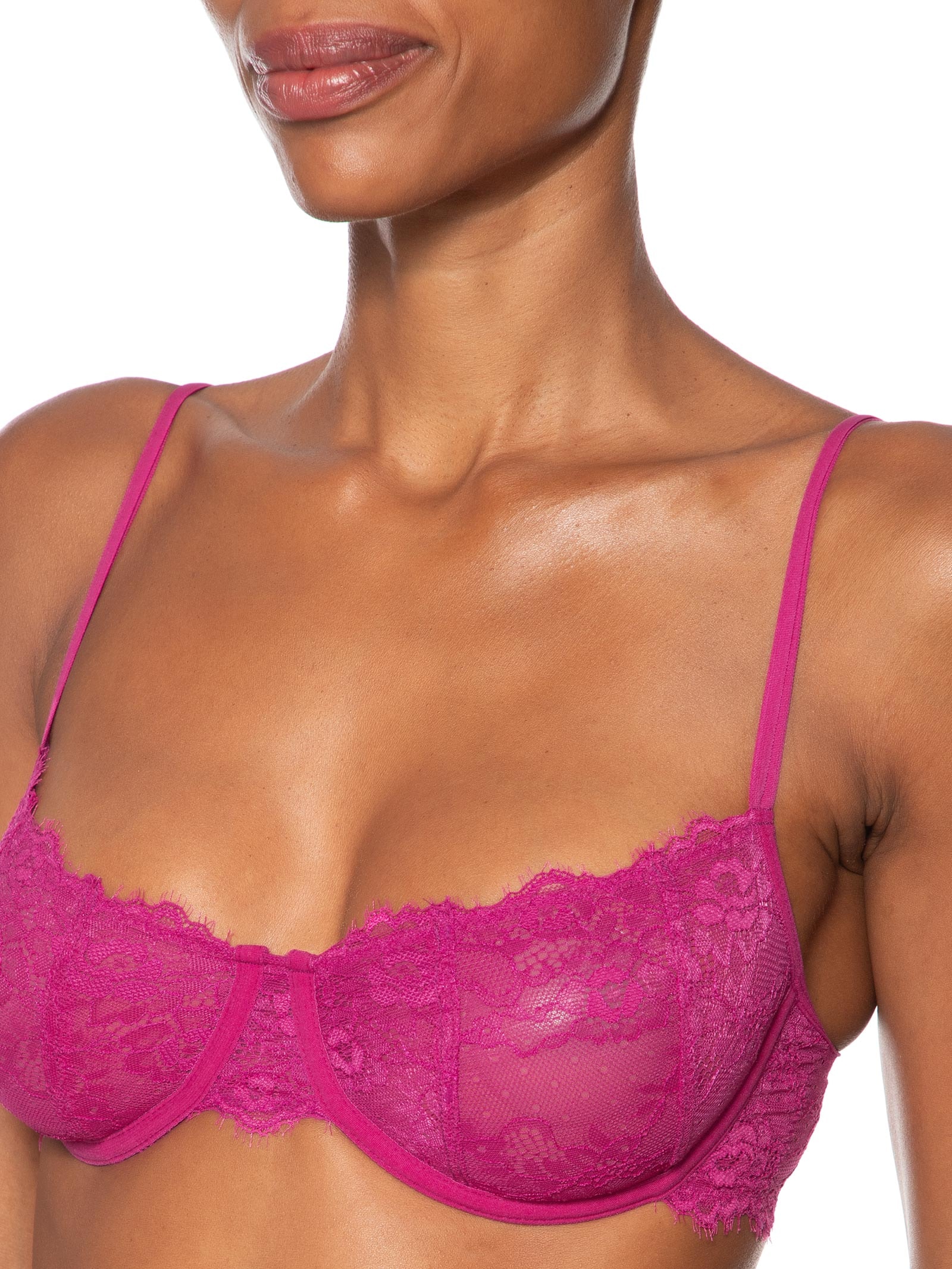 Sutiã Balconet Sem Bojo Com Aro Em Renda Rosa Hope