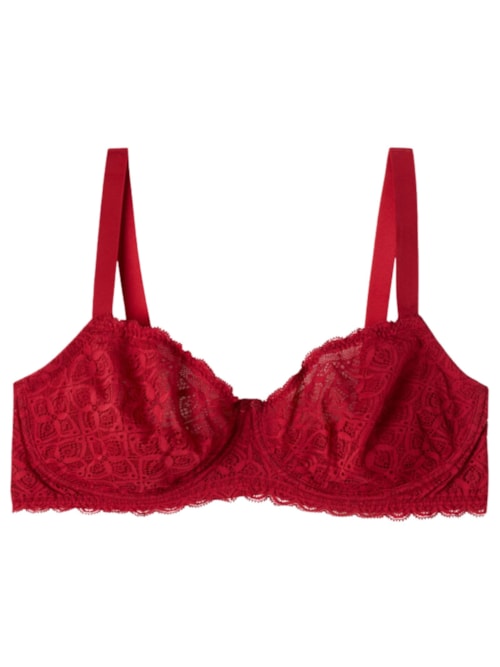 Sutiã Balconette Daniela Em Renda - Vermelho