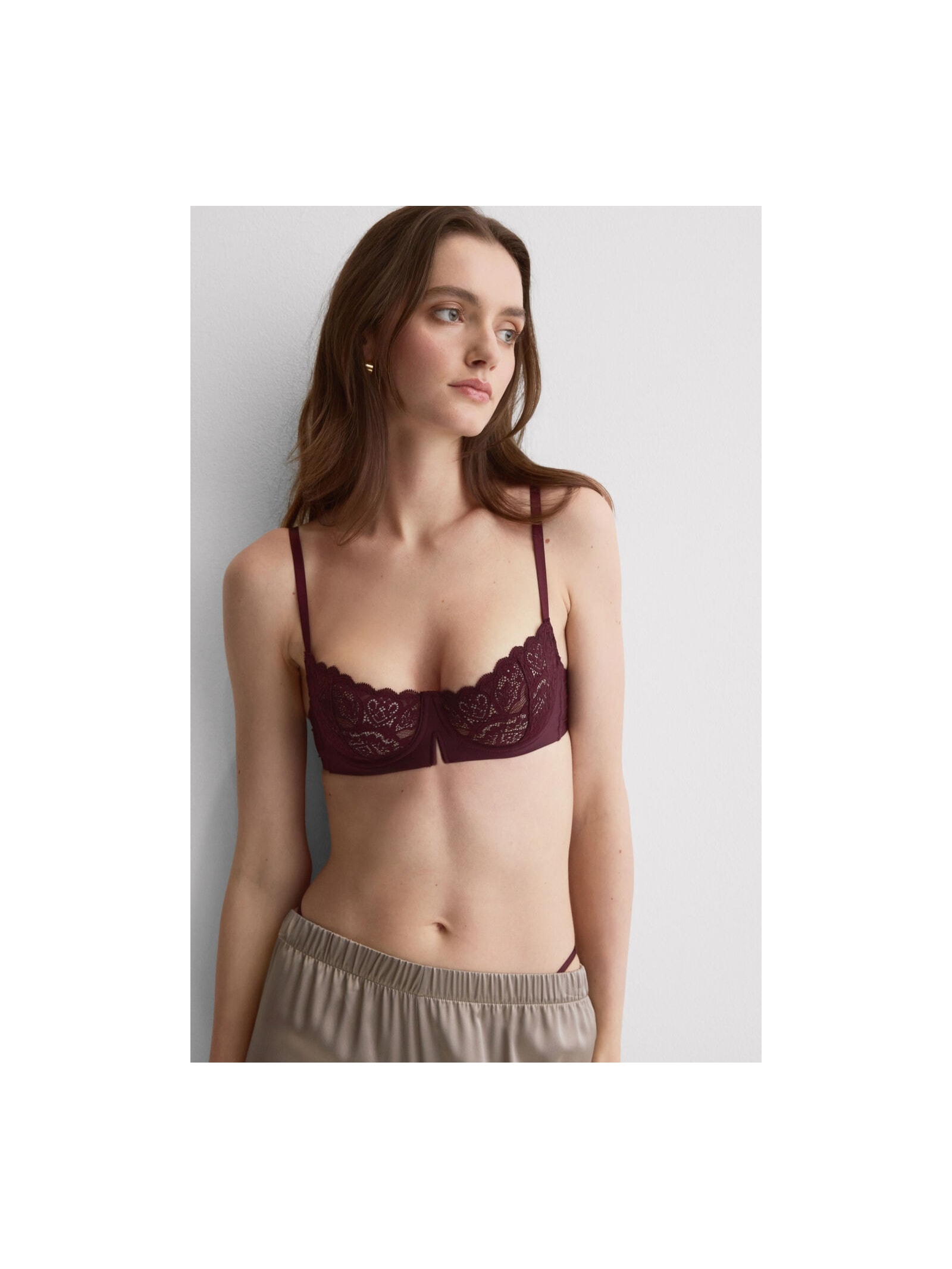 Sutiã Balconette Denise Em Renda Bordô Intimissimi