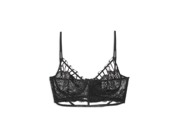 Sutiã Cropped Renda Theia - Preto