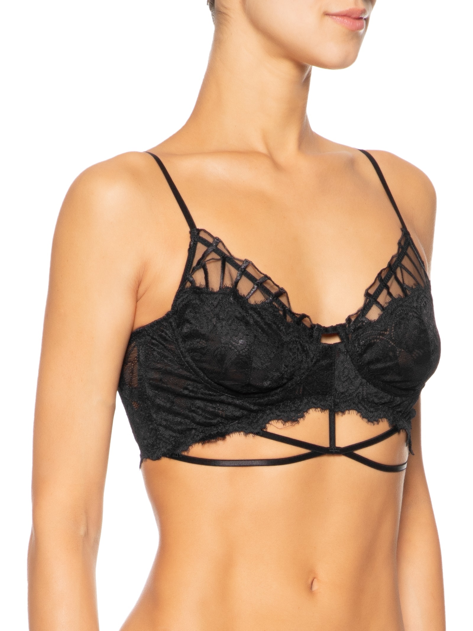 Sutiã Cropped Renda Theia Preto Jogê