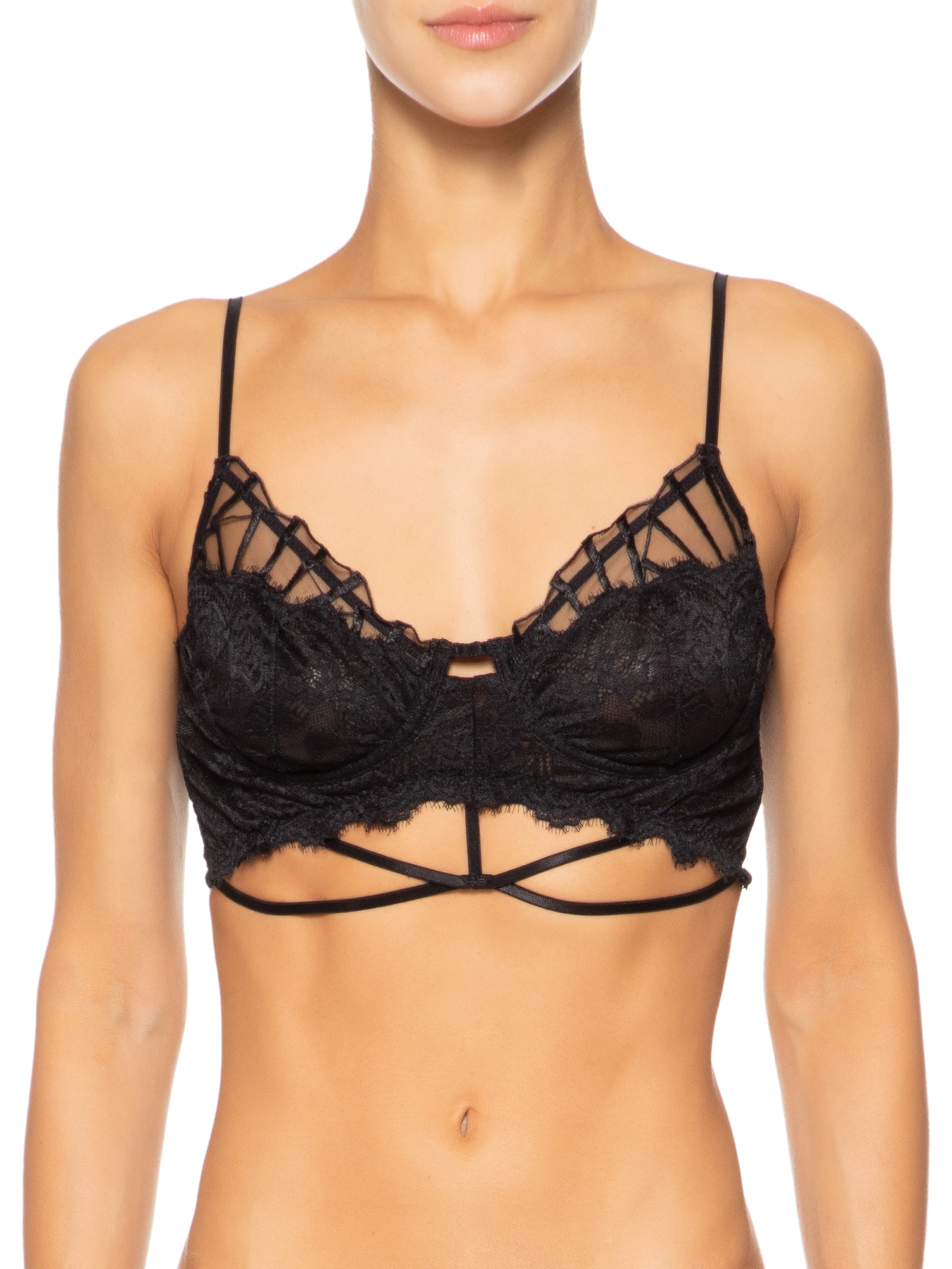 Sutiã Cropped Renda Theia Preto Jogê