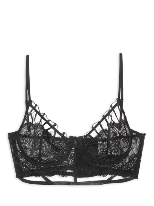 Sutiã Cropped Renda Theia – Preto