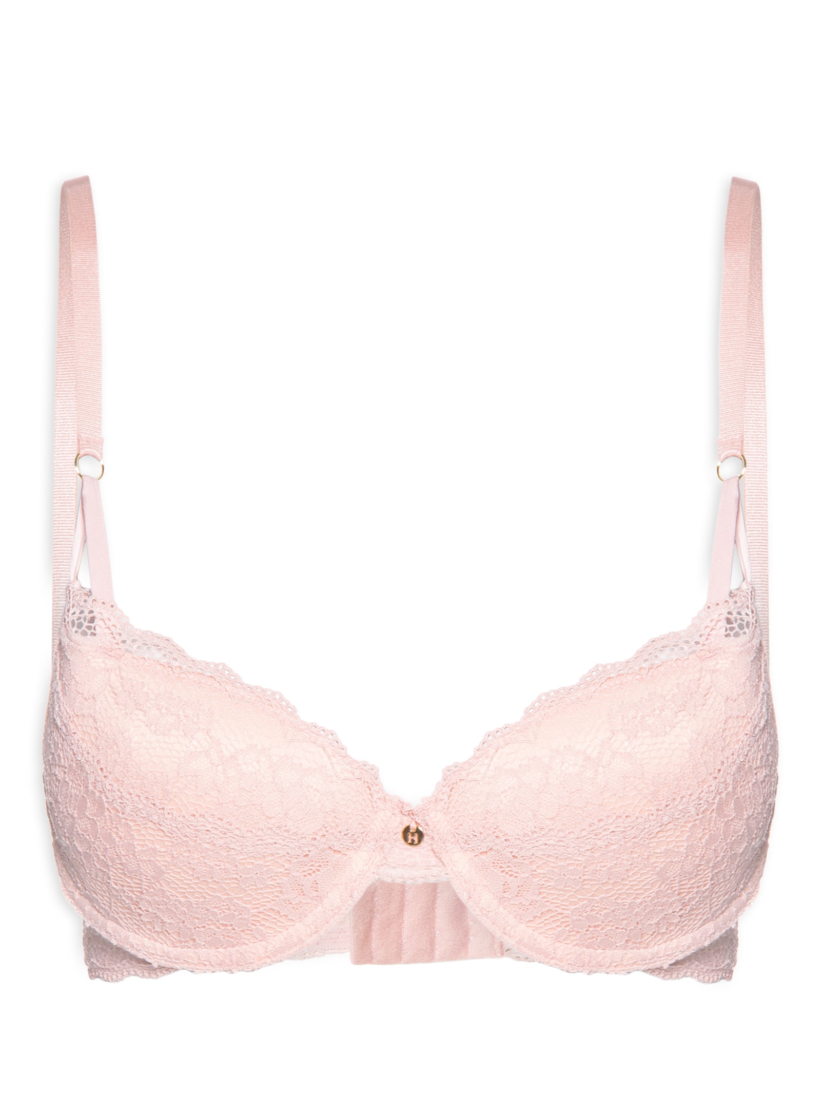 Sutiã Meia-Taça Com Bojo E Com Aro Em Renda Rosa Hope