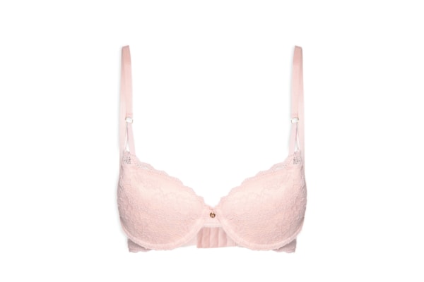 Sutiã Meia-Taça Com Bojo E Com Aro Em Renda - Rosa