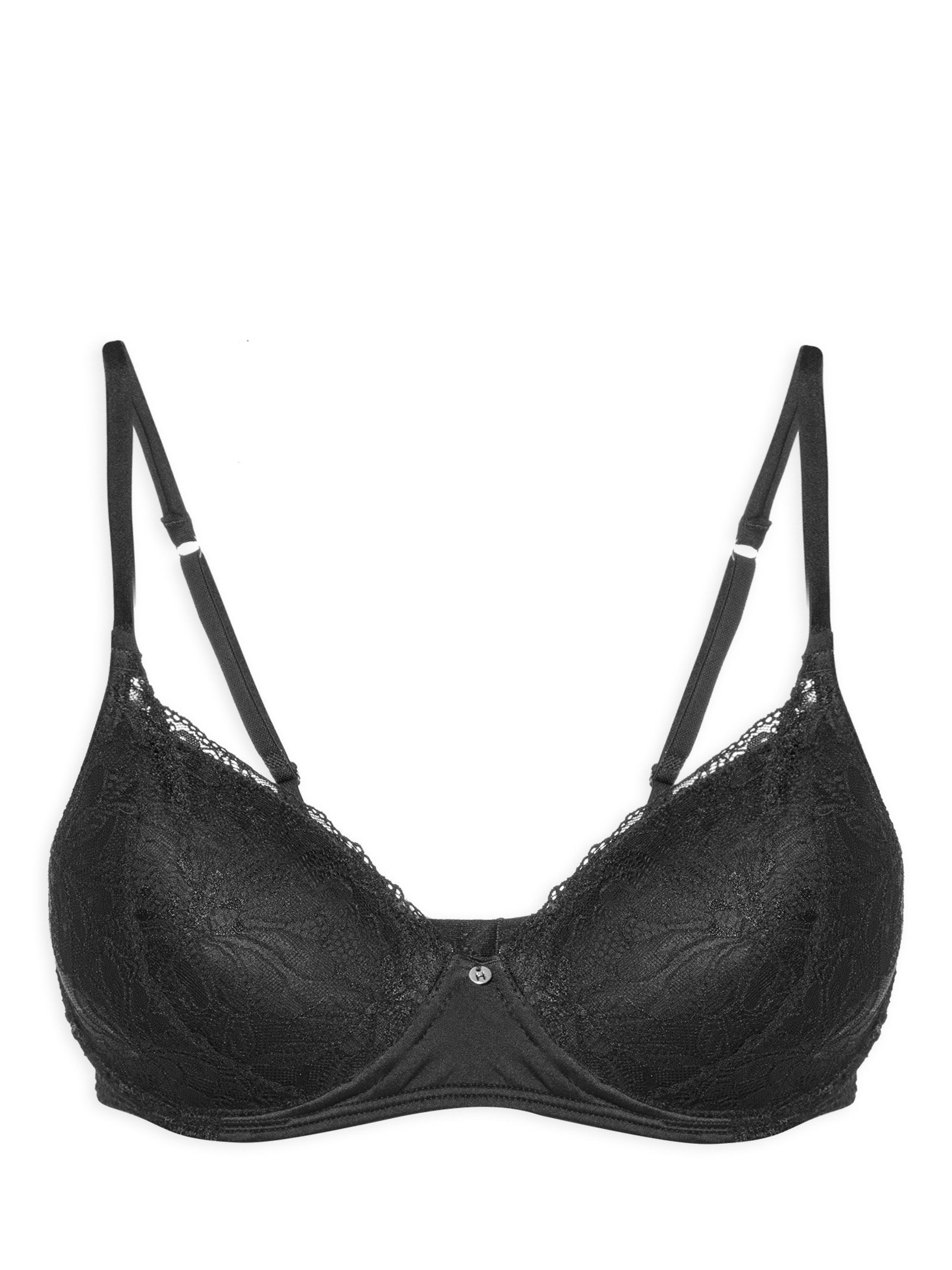 Sutiã Meia Taça Com Bojo Em Microfibra Em Renda Preto Hope