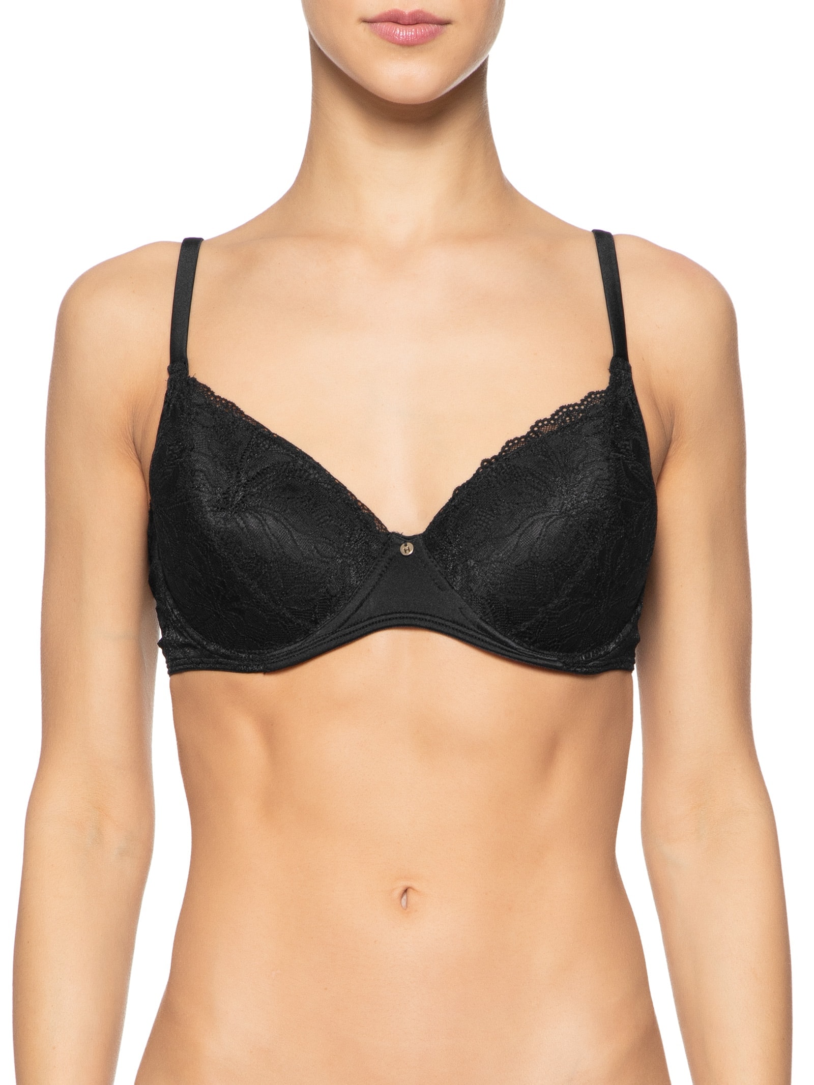 Sutiã Meia Taça Com Bojo Em Microfibra Em Renda Preto Hope