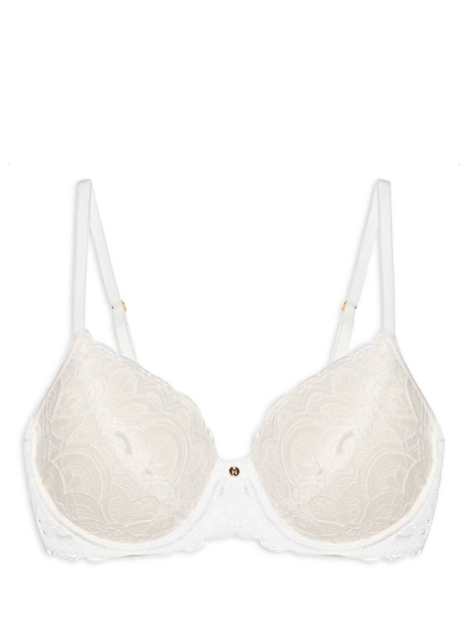 Sutiã Meia Taça Com Bojo Em Renda Branco Hope