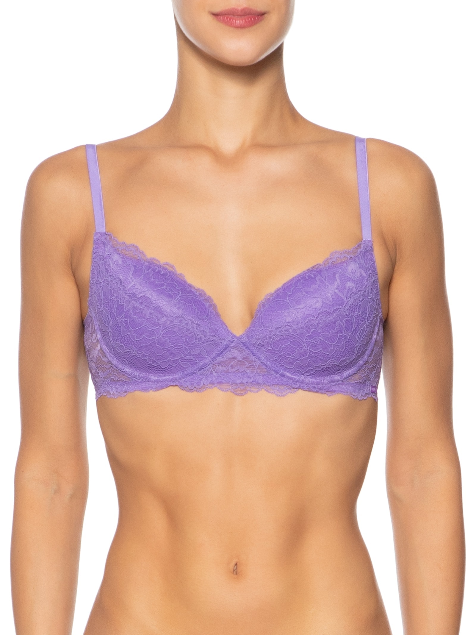 Sutiã Meia Taça Com Bojo Em Renda Na Sua Medida Taça B Lilás Hope