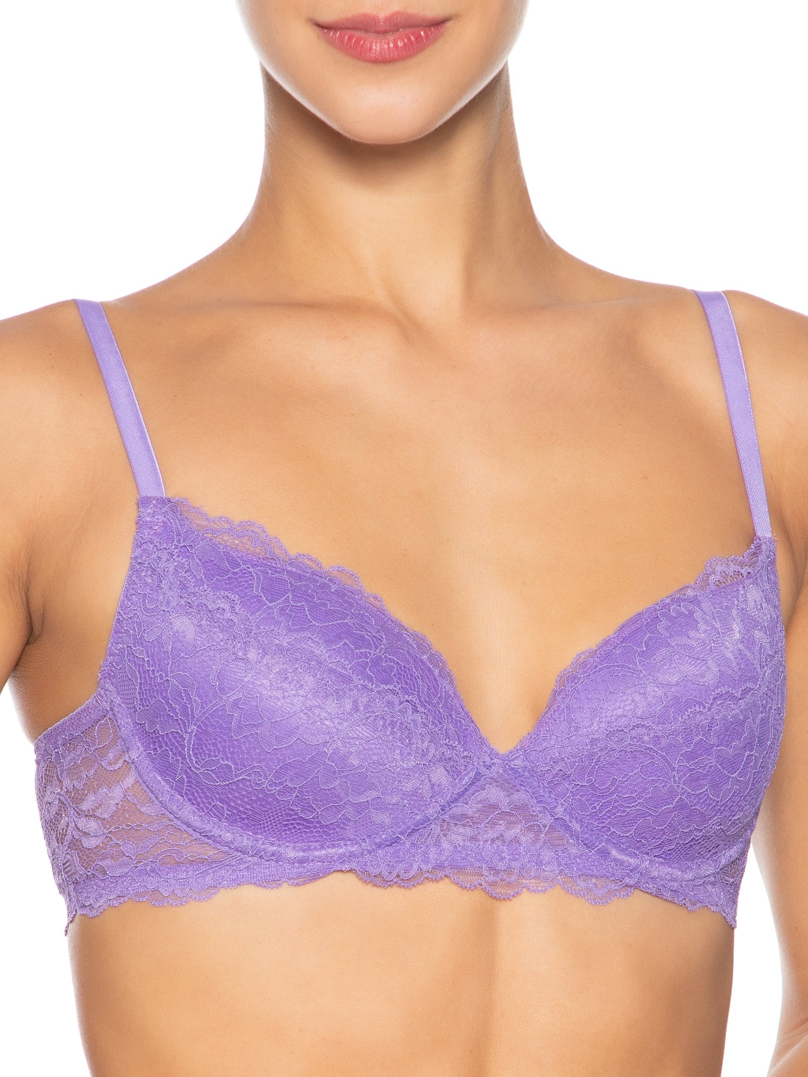 Sutiã Meia Taça Com Bojo Em Renda Na Sua Medida Taça B Lilás Hope