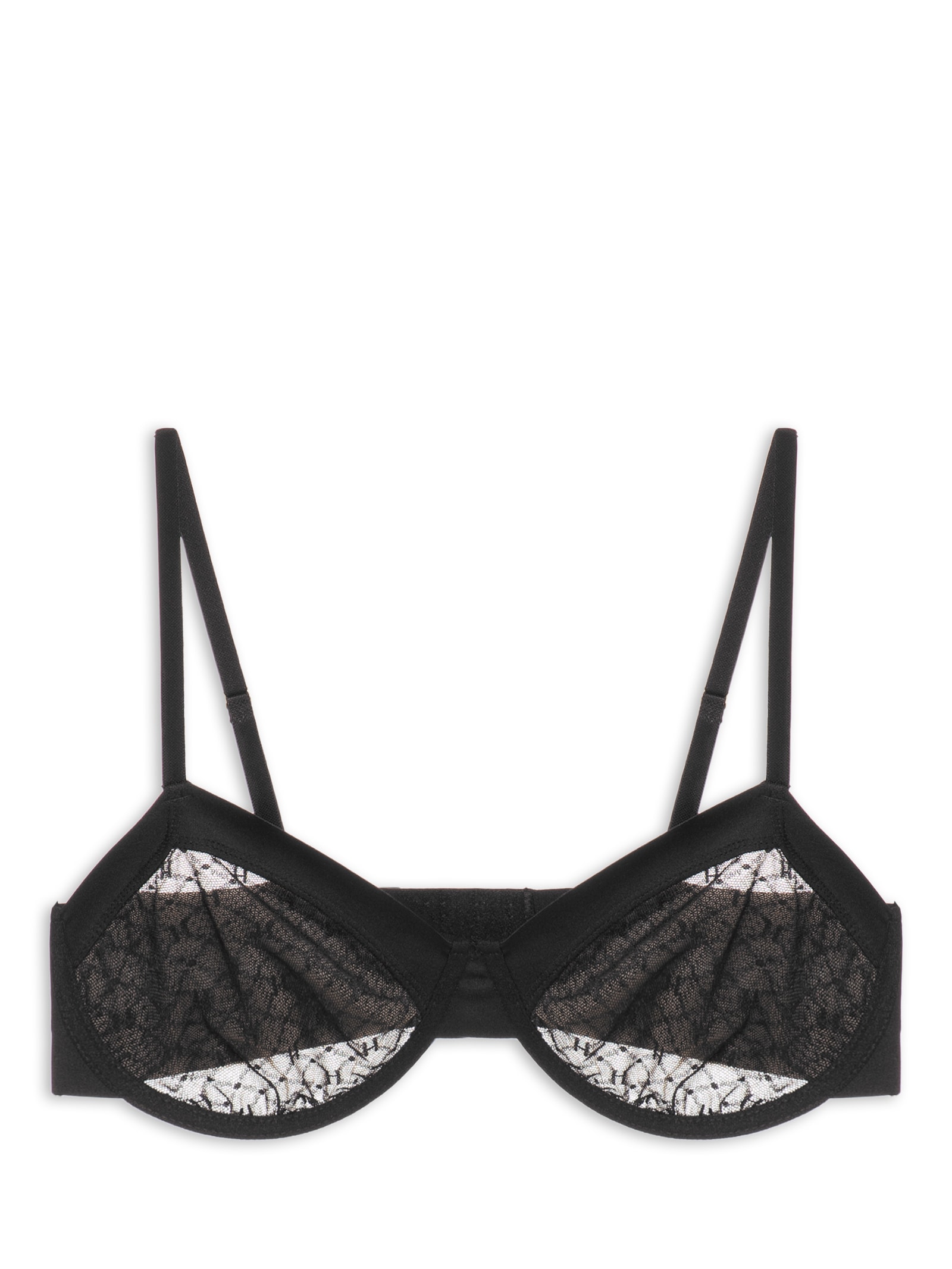 Sutiã Meia Taça Sem Bojo Com Aro Em Microfibra E Tule Personalizado Preto Hope