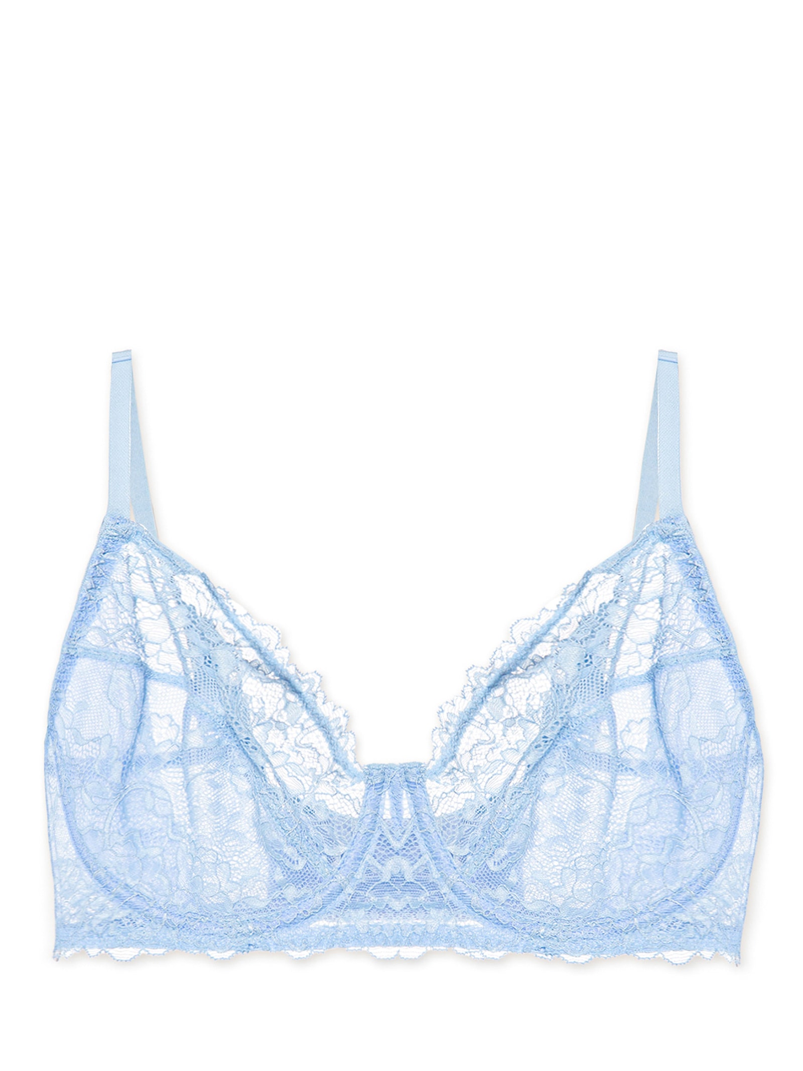 Sutiã Meia-Taça Sem Bojo Com Aro Em Renda Azul Hope