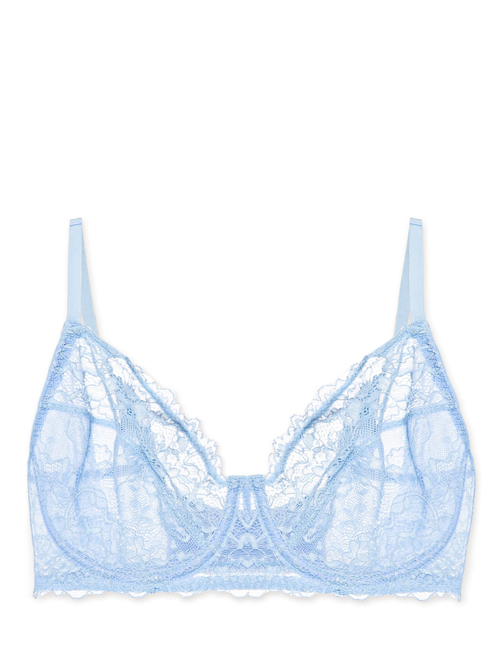 Sutiã Meia-Taça Sem Bojo Com Aro Em Renda Azul Hope