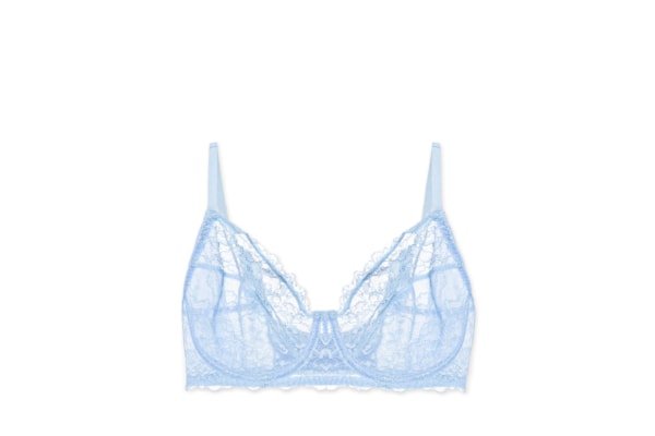 Sutiã Meia-Taça Sem Bojo Com Aro Em Renda - Azul