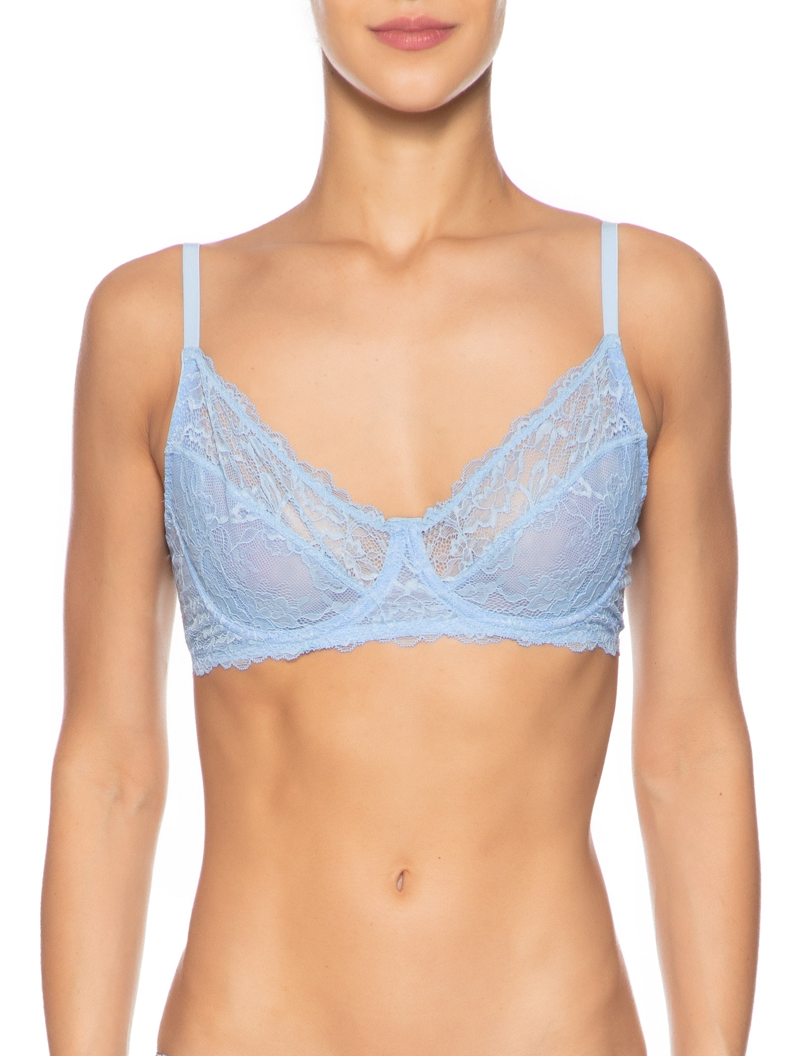 Sutiã Meia-Taça Sem Bojo Com Aro Em Renda Azul Hope