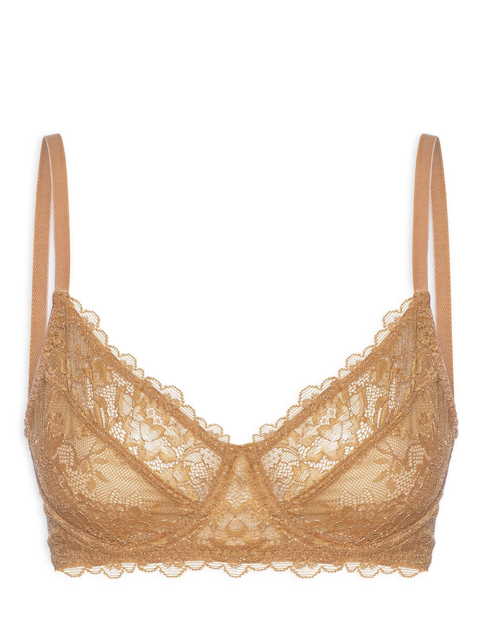 Sutiã Meia-Taça Sem Bojo Com Aro Em Renda Dourado Hope