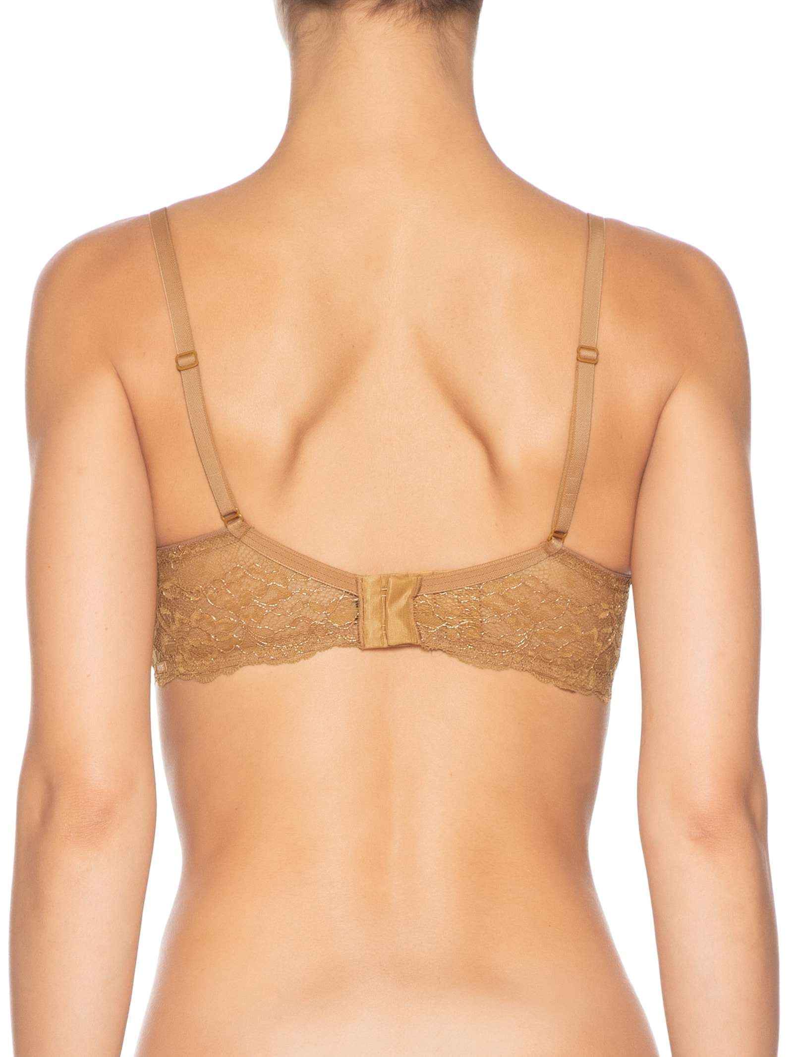 Sutiã Meia-Taça Sem Bojo Com Aro Em Renda Dourado Hope