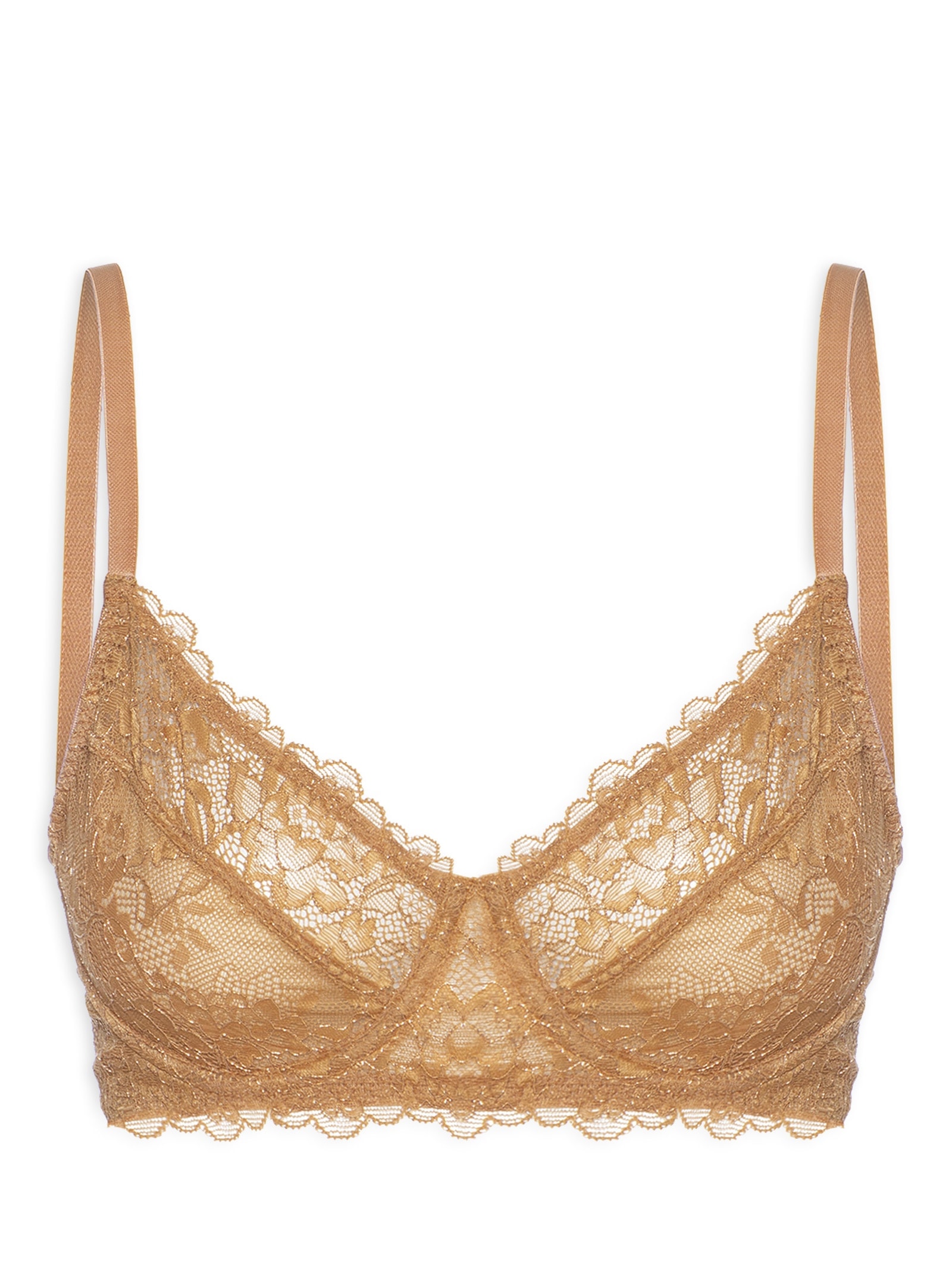 Sutiã Meia-Taça Sem Bojo Com Aro Em Renda Dourado Hope