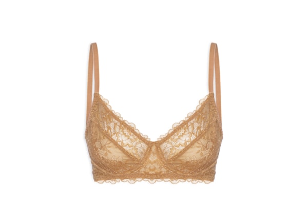 Sutiã Meia-Taça Sem Bojo Com Aro Em Renda - Dourado