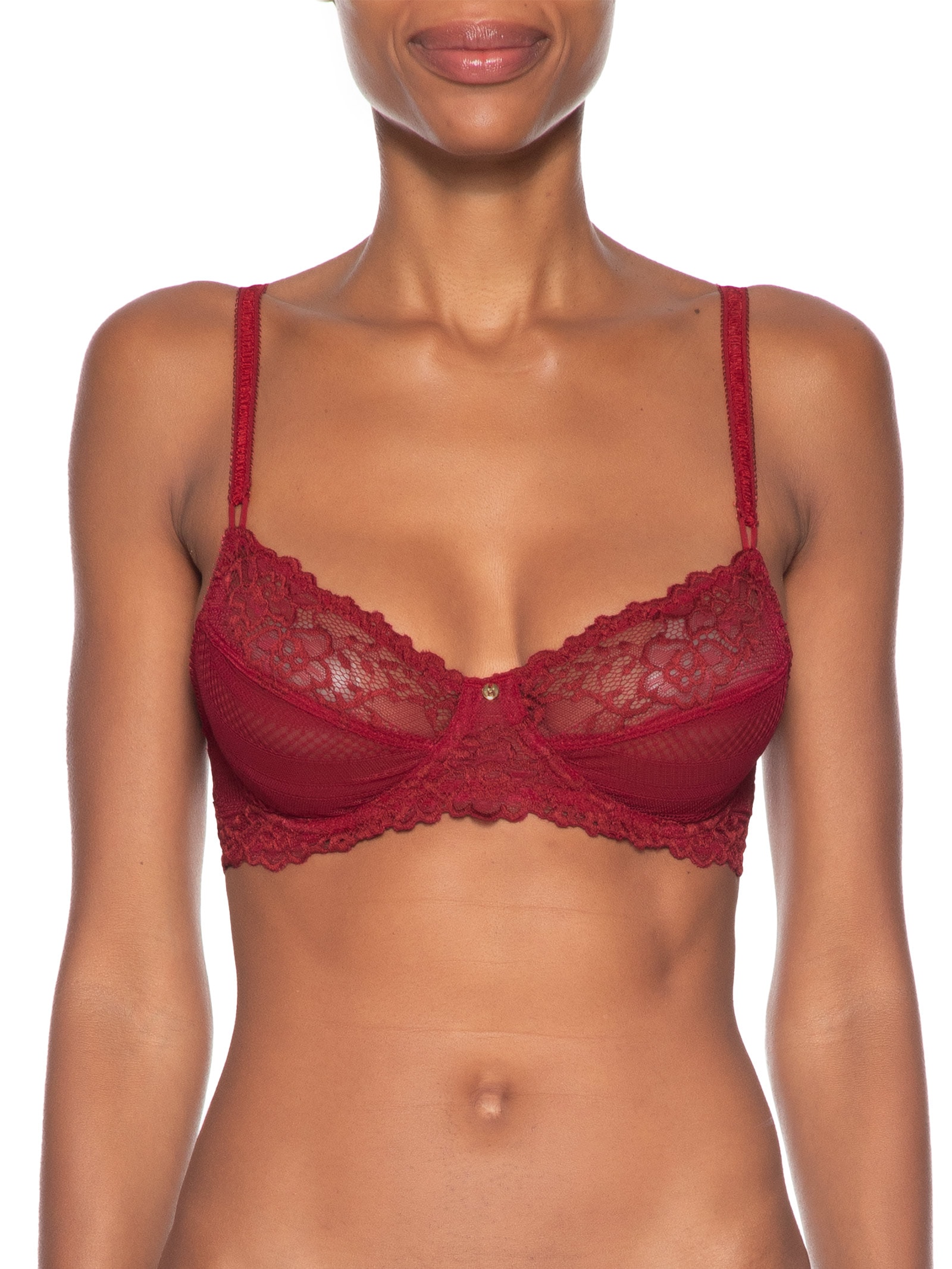 Sutiã Meia-Taça Sem Bojo Em Renda Na Sua Medida Taça B Vermelho Hope