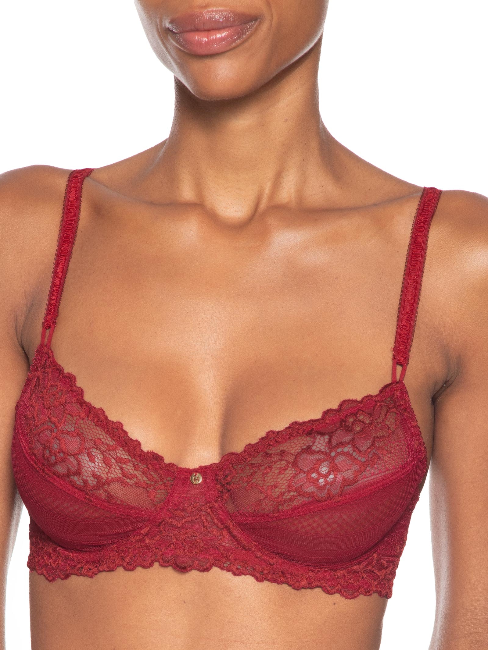 Sutiã Meia-Taça Sem Bojo Em Renda Na Sua Medida Taça B Vermelho Hope